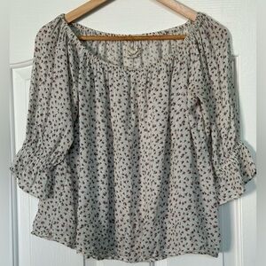 Denim & Supply Ralph Lauren Floral Peasant Blouse Cream Red XS/S